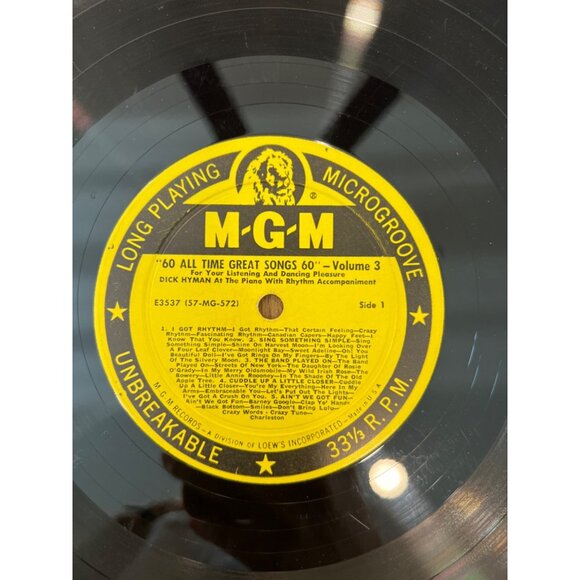 60 Great All Time Songs Vol. 3 LP By Dick Hyman His Piano & Rhythm E3537 - Picture 4 of 5